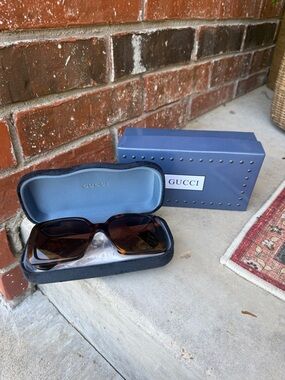 Designer like Brown Gradient Square Sunglasses with Gold Accents